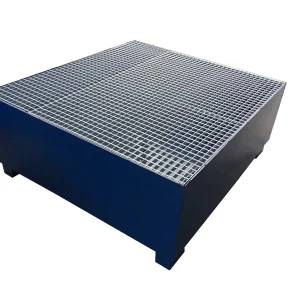 Cubeta colectora metálica de 1.000 litros con tramex electrosoldado azul
