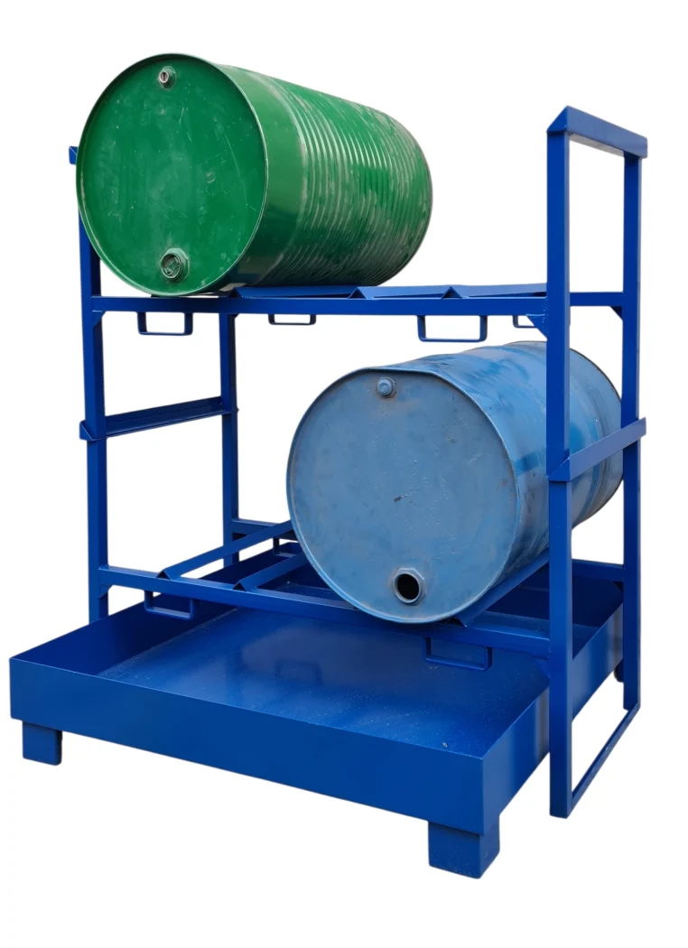 Cubeta colectora para 2 bidones en horizontal. Fabricado por Carros PF