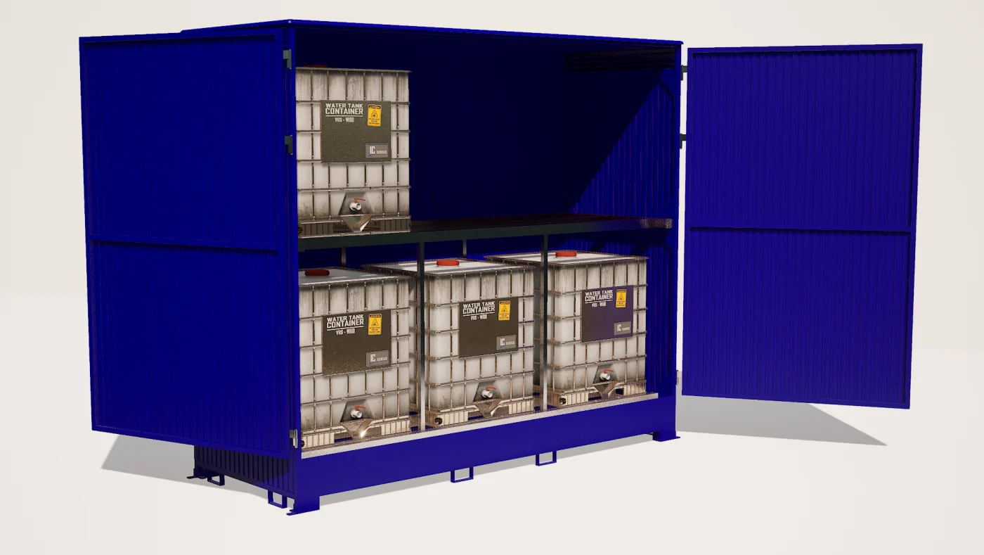 Caseta 3 + 3 IBC de 1.000 litros