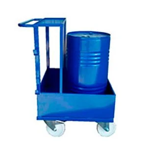Carro con cubeta colectora para productos peligrosos, fabricado por Carros PF