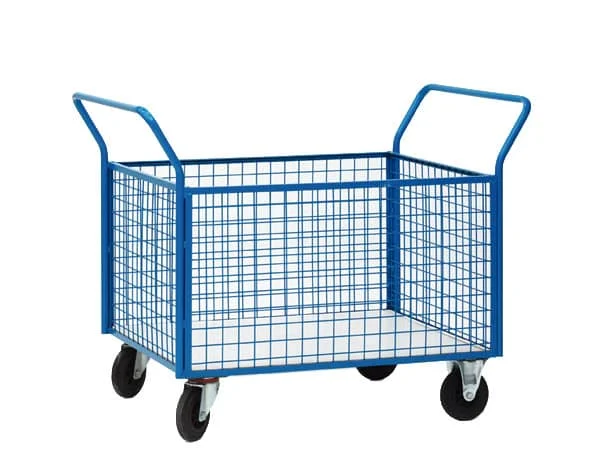 Carro de malla con 1 lateral desmontable azul
