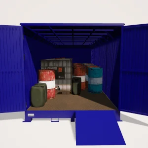 Caseta diáfana industrial 6000x2400x2400, fabricada por Carros PF