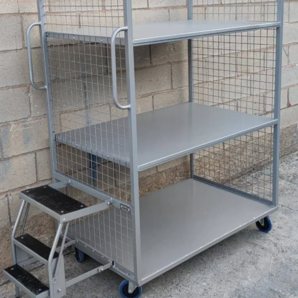Carro de picking con escalera integrada, fabricado por Carros PF