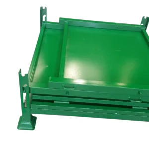 Contenedor metálico plegable sobre base, fabricado por Carros PF